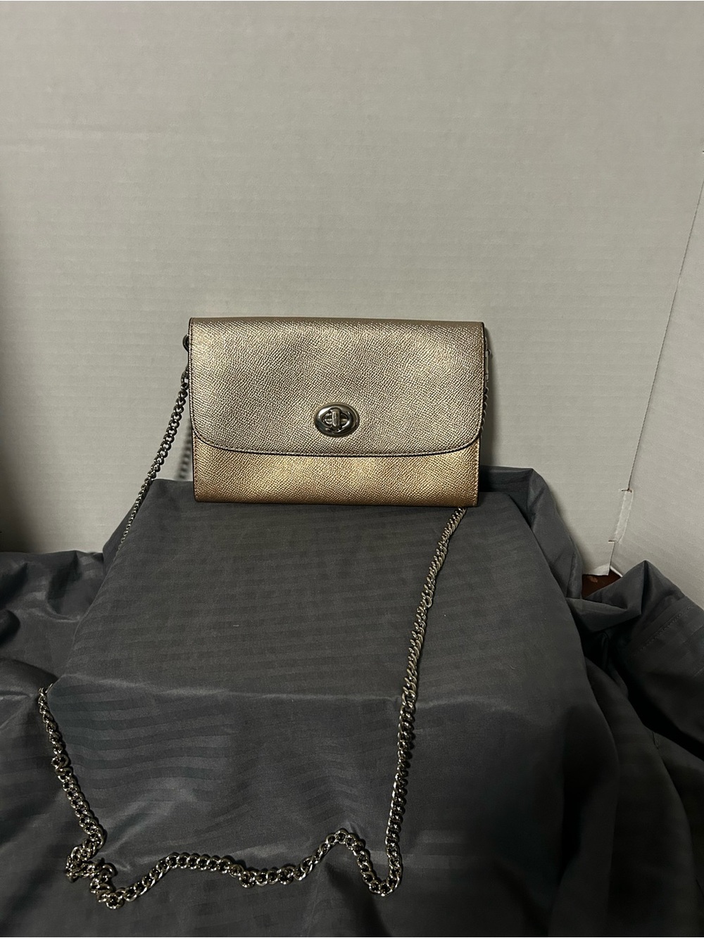 Coach Metallic Gold Turn-Lock Crossbody Bag